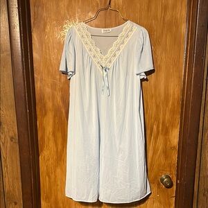 Vanity Fair Light Blue Chemise with Lace Trim